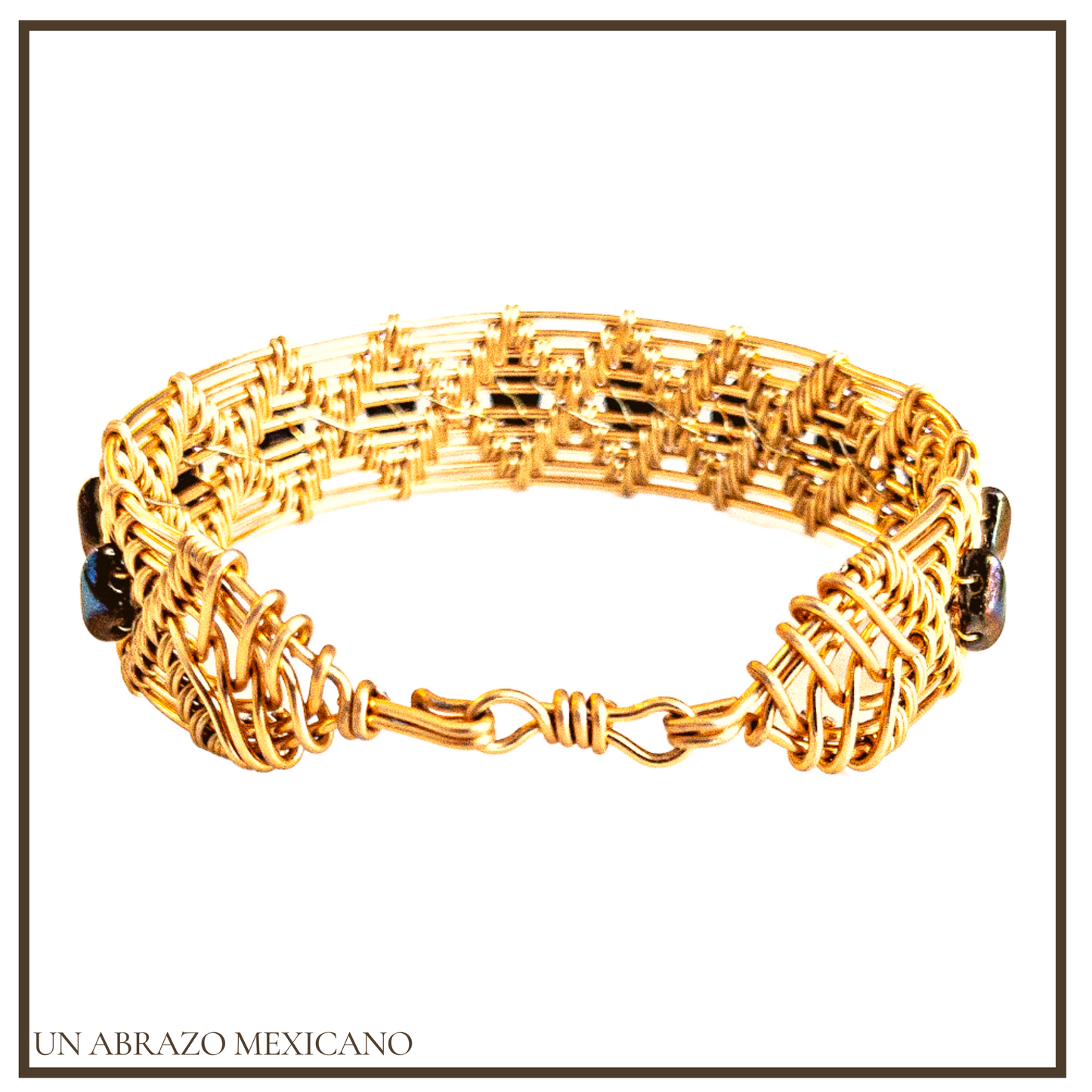 Woven Wire Bracelet Dark Blue Dumortierite Diamond Bead Pattern