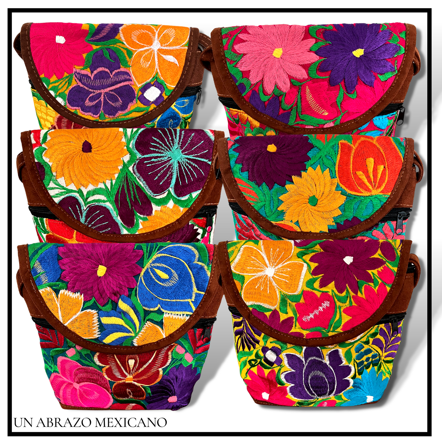 Hand Embroidered Fold Over Crossbody Purse