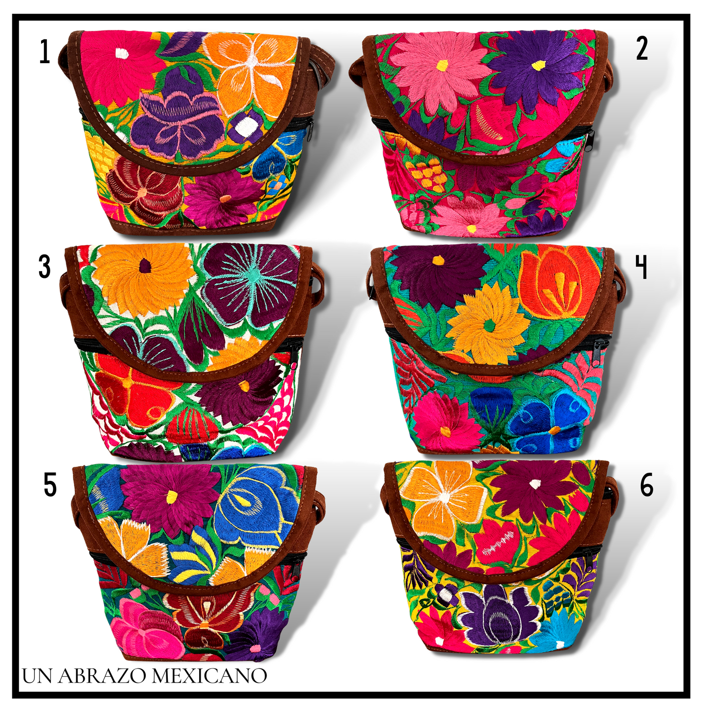 Hand Embroidered Fold Over Crossbody Purse