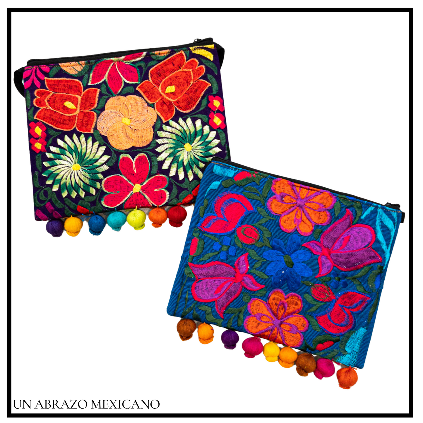 Hand Embroidered Vegan Suede Slim Crossbody