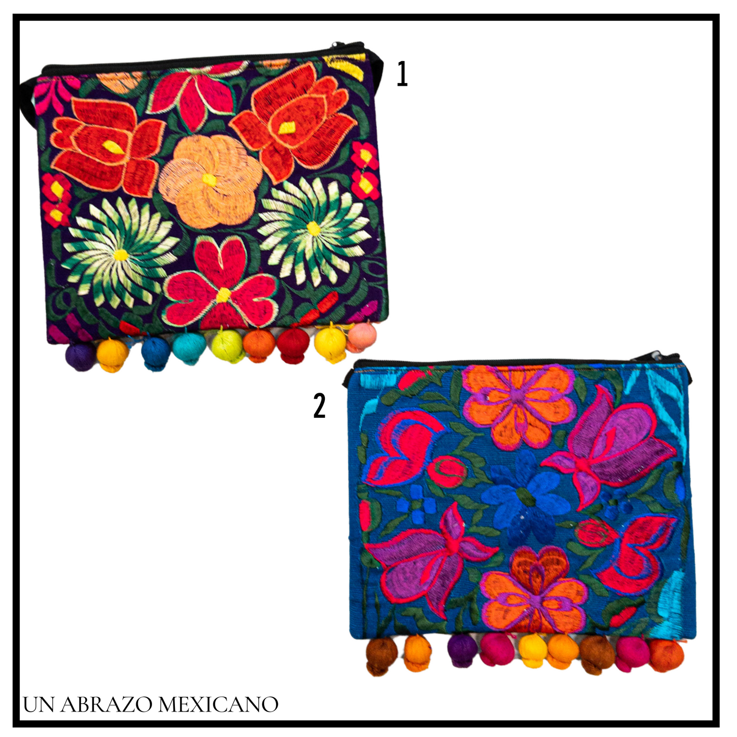 Hand Embroidered Vegan Suede Slim Crossbody