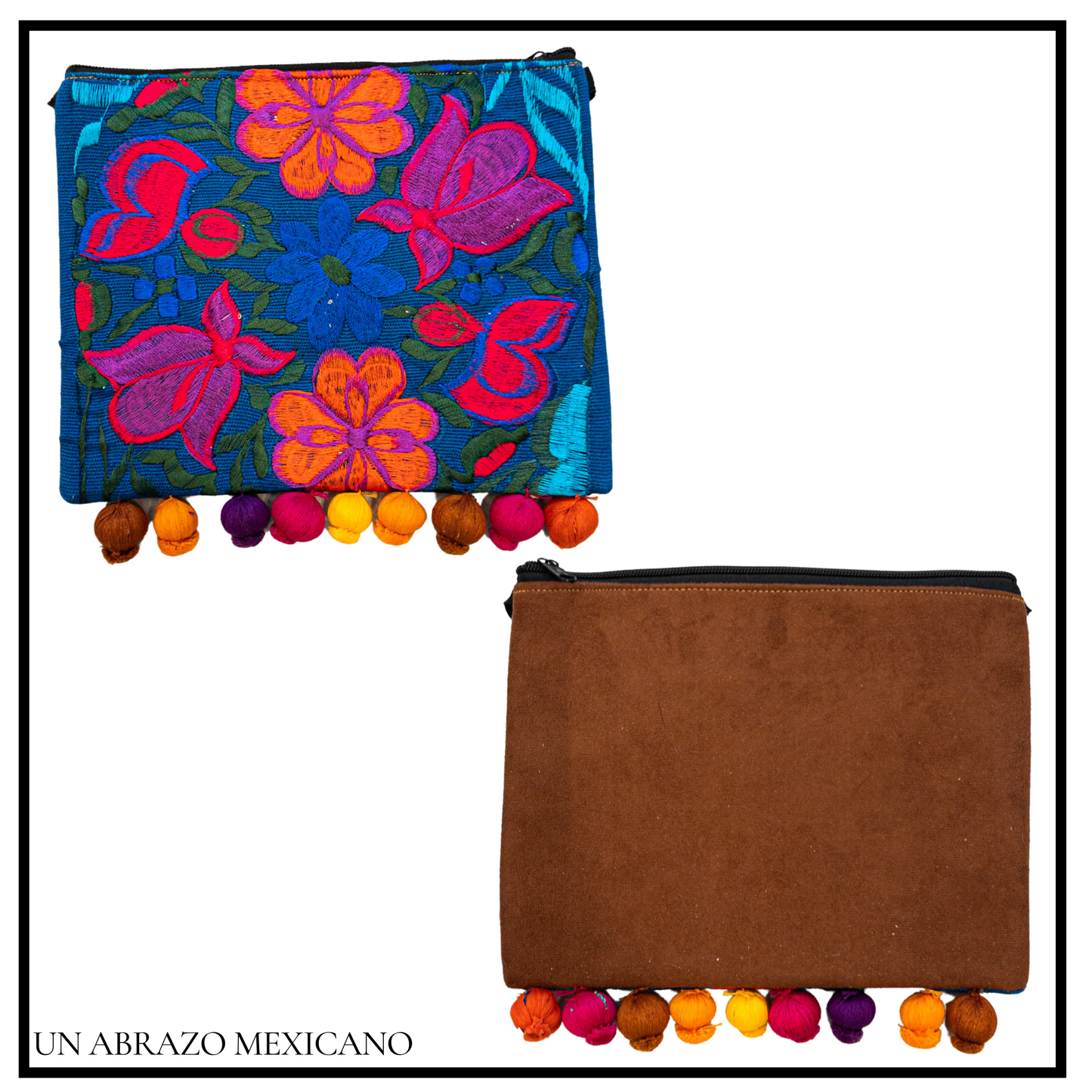 Hand Embroidered Vegan Suede Slim Crossbody