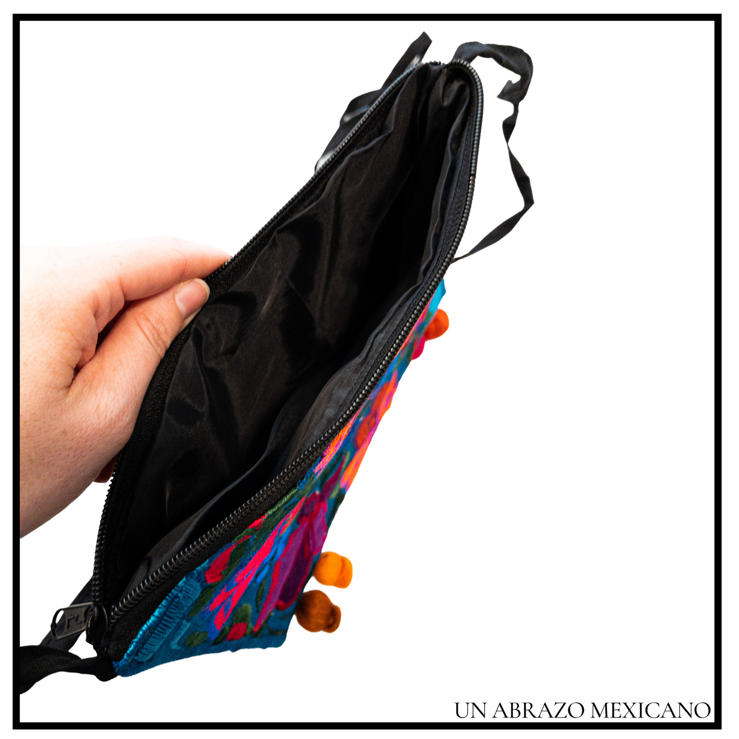 Hand Embroidered Vegan Suede Slim Crossbody