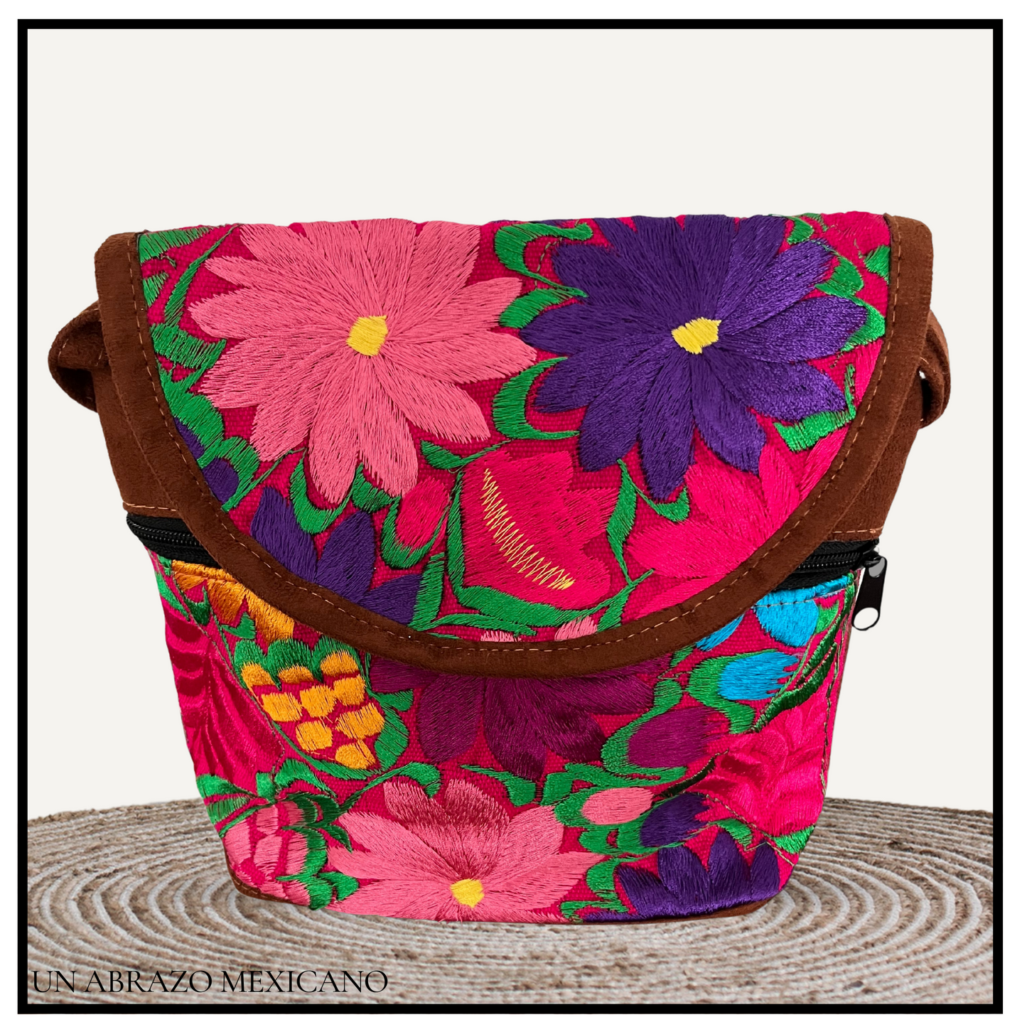 Hand Embroidered Fold Over Crossbody Purse