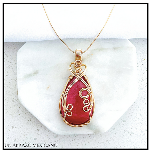 Drop Woven Wire Burnt Sienna Necklace