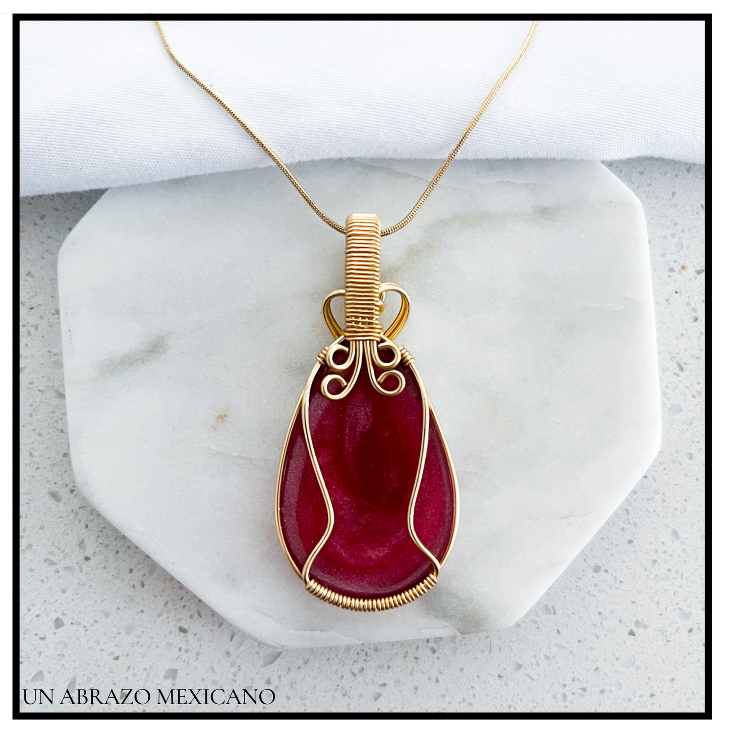 Drop Woven Wire Burnt Sienna Necklace