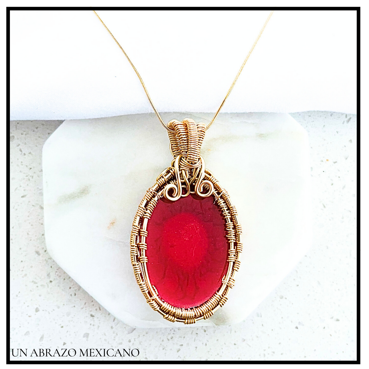 Drop Woven Wire Tree of Life Burnt Sienna Necklace