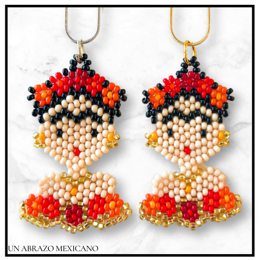 Frida Kahlo Beaded Necklace Gold Collar