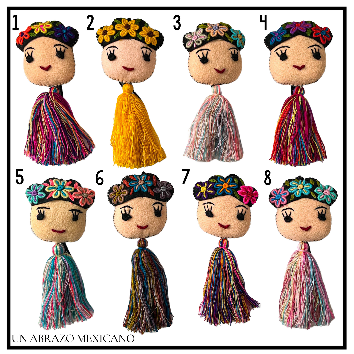 Frida Kahlo Embroidered Tassel Dangle