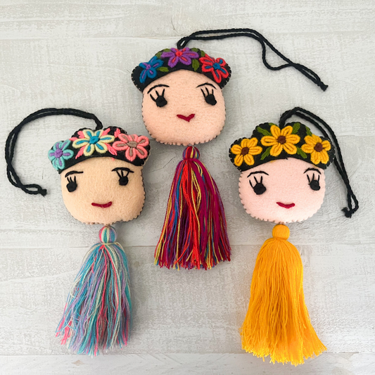 Frida Kahlo Embroidered Tassel Dangle