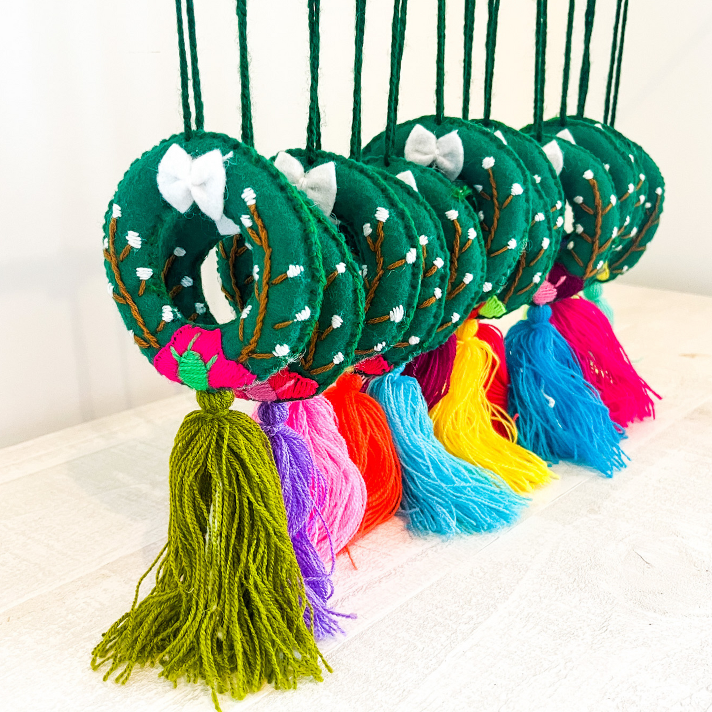 Winter Christmas Wreath Pompom Tassel