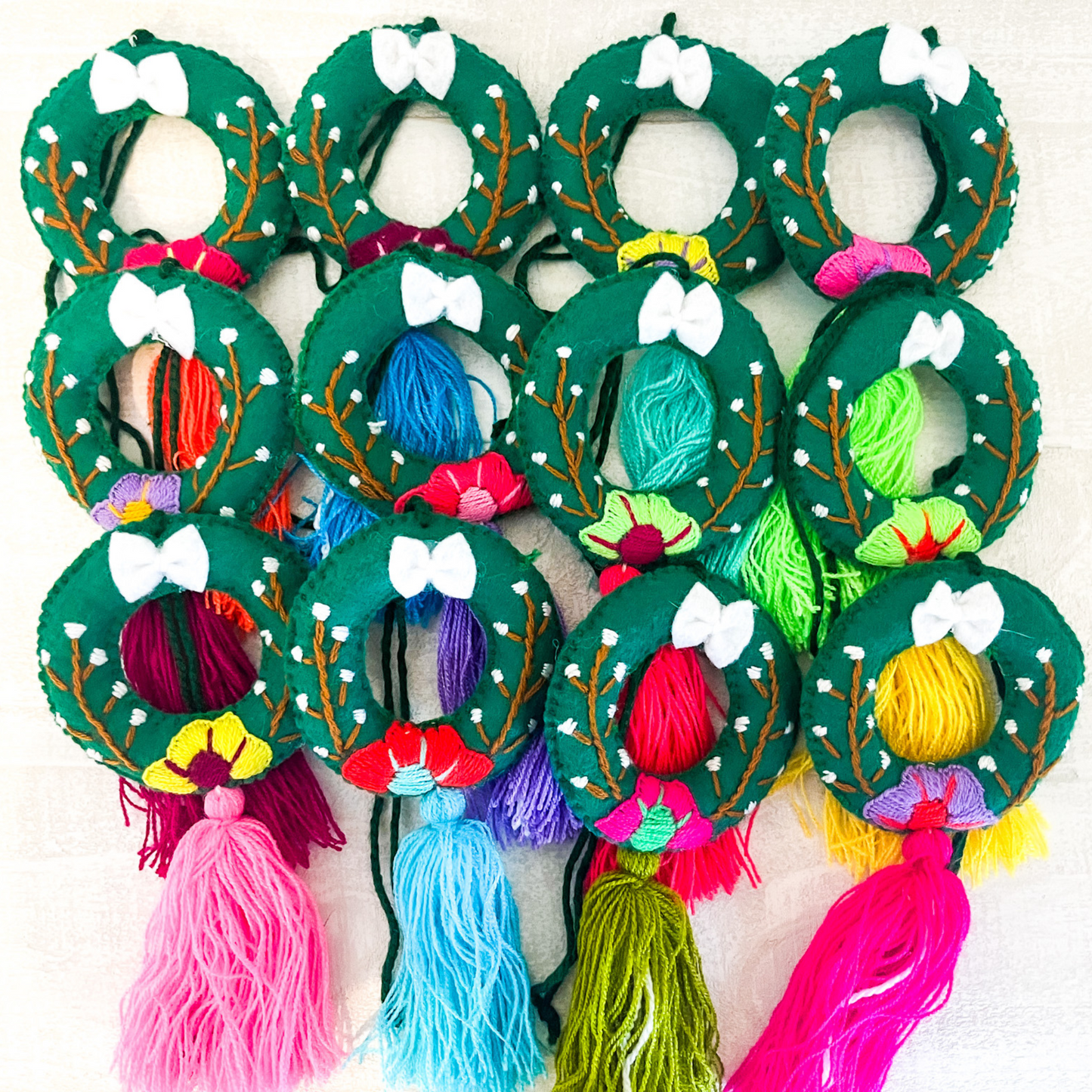 Winter Christmas Wreath Pompom Tassel