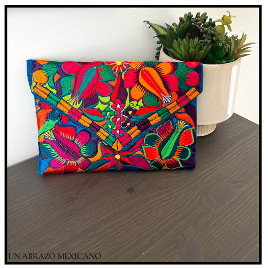 Embroidered Envelope Clutch