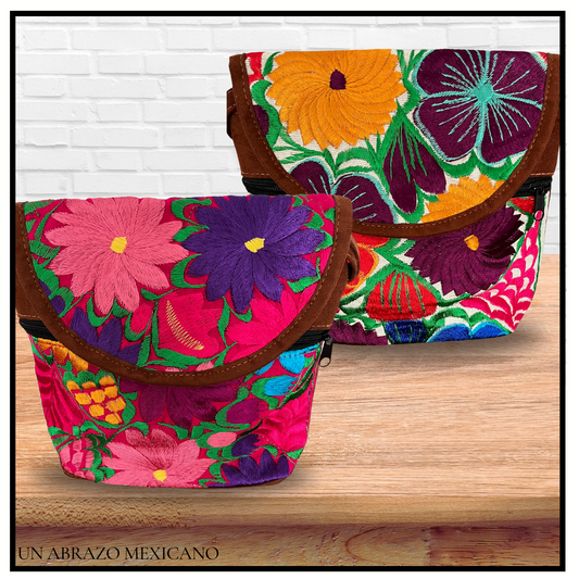 Hand Embroidered Fold Over Crossbody Purse