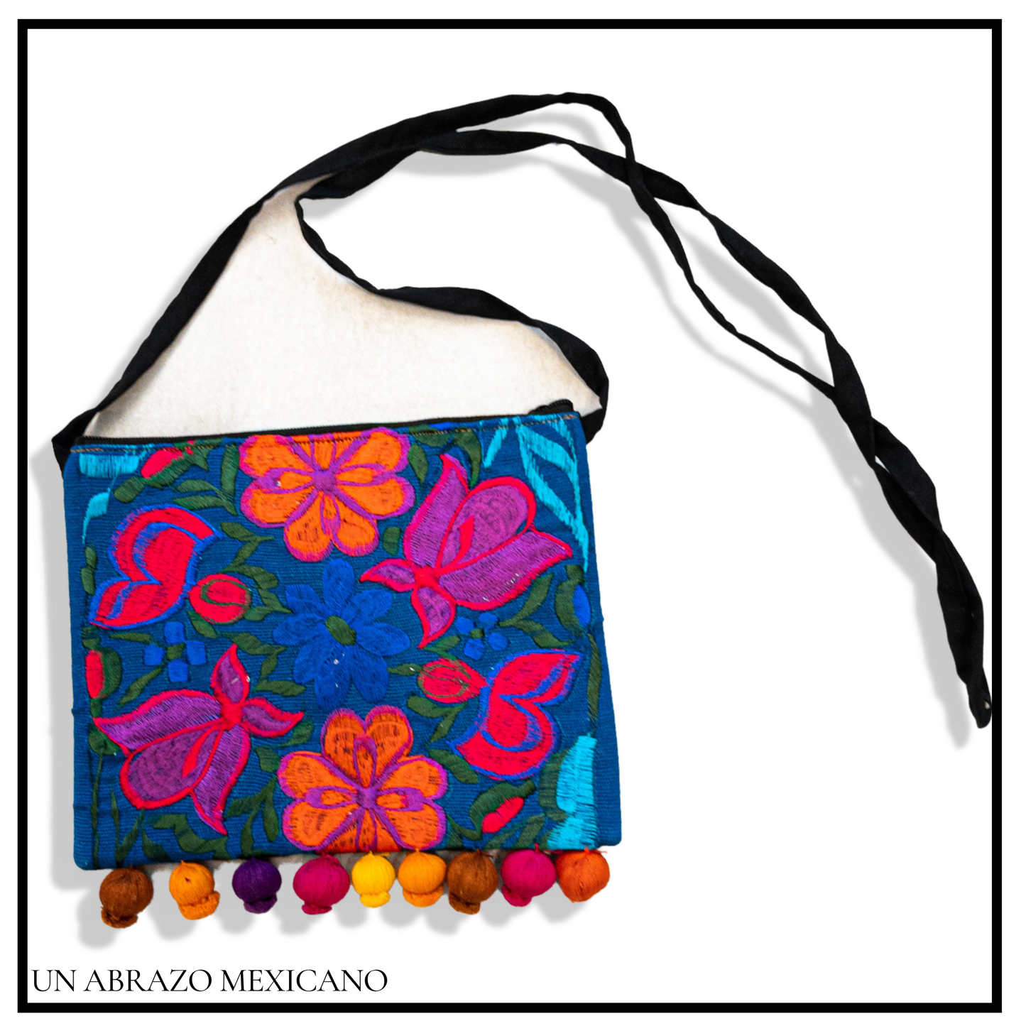 Hand Embroidered Vegan Suede Slim Crossbody