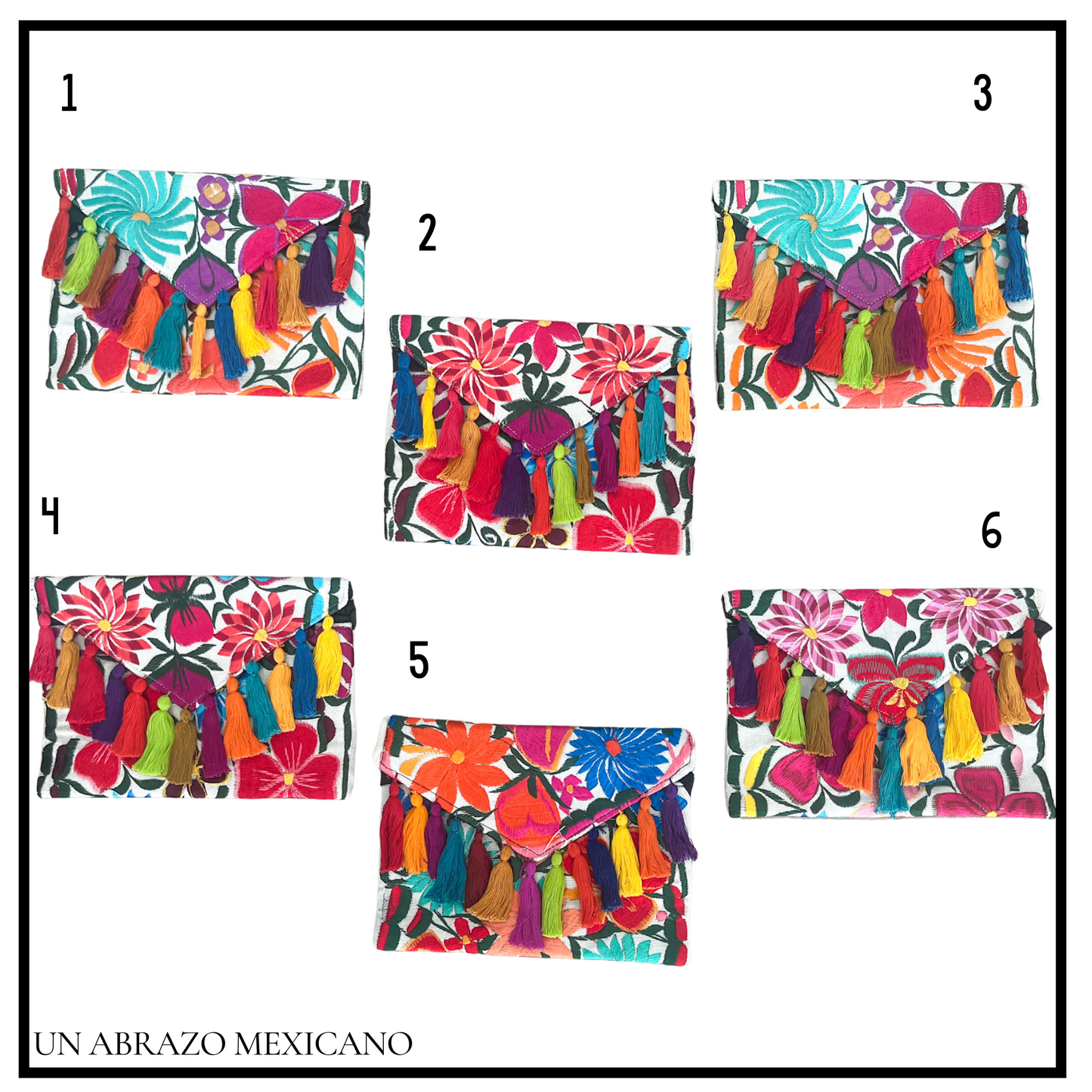 Embroidered Envelope Tassel Clutch