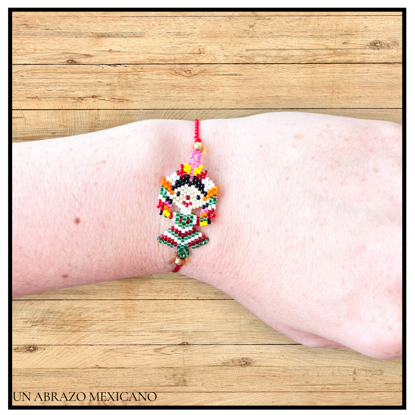 Mexican Lele Doll Hand Beaded Slider Bracelet