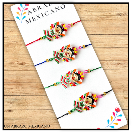 Mexican Lele Doll Hand Beaded Slider Bracelet
