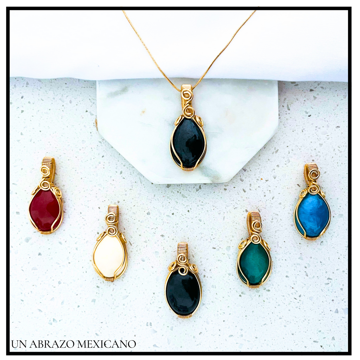 Drop Woven Wire Pendant Necklace