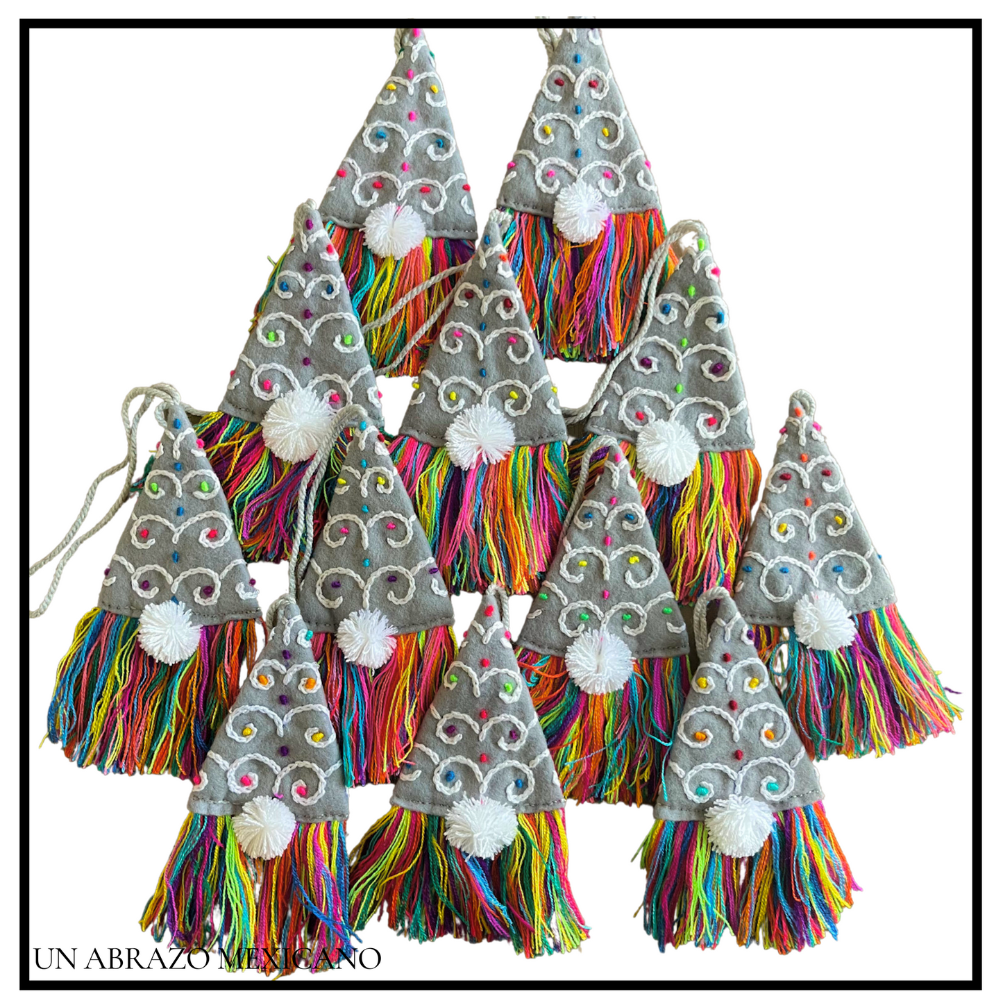 Winter Christmas Tree Embroidered Tassel Ornament