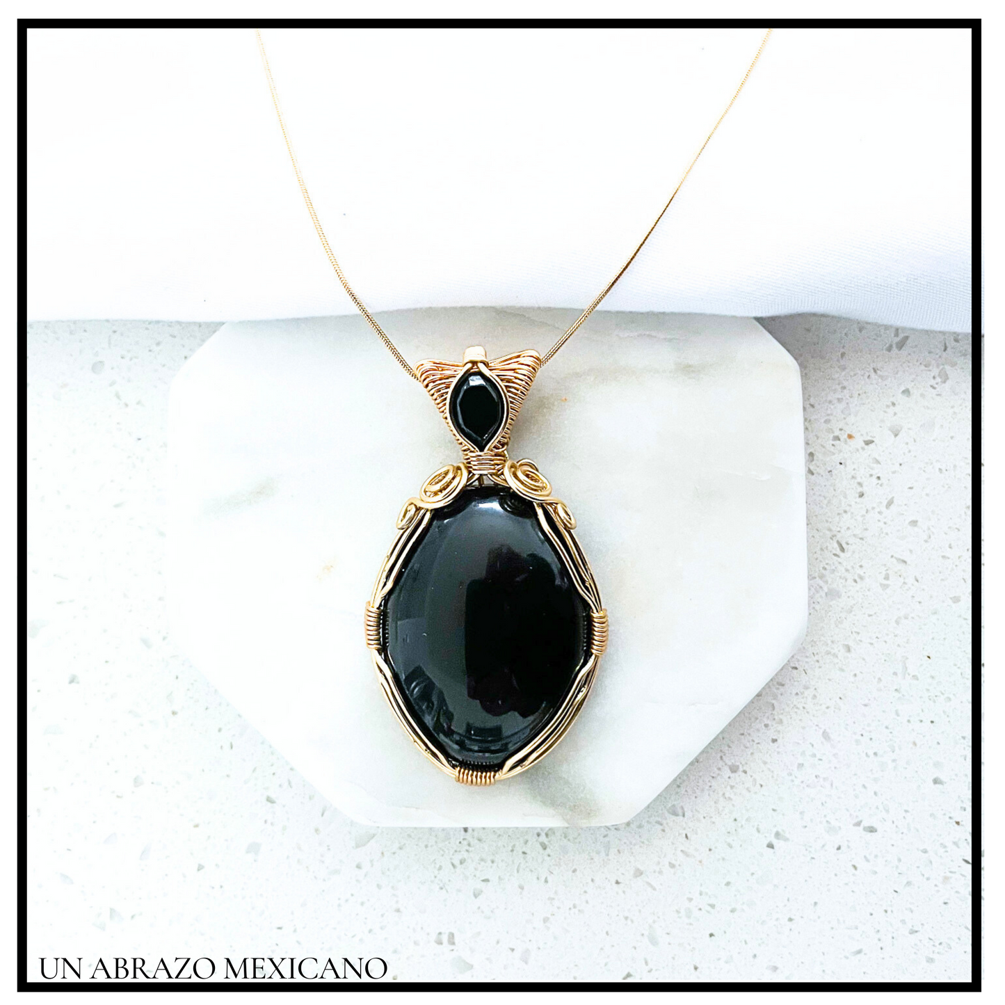 Drop Woven Wire Black Necklace