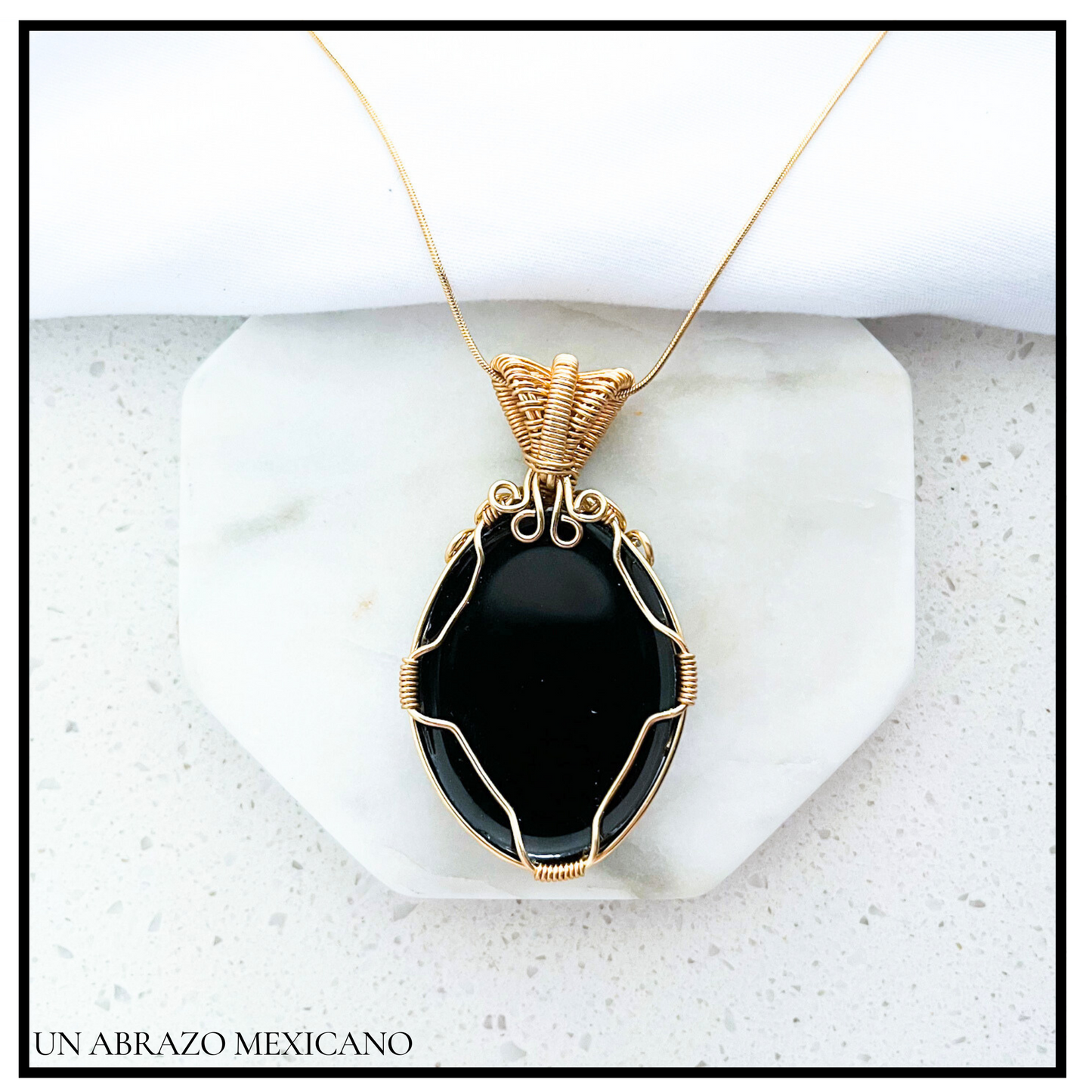 Drop Woven Wire Black Necklace