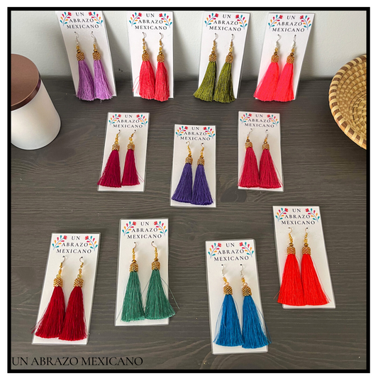 Beaded Silky Tassel Earrings