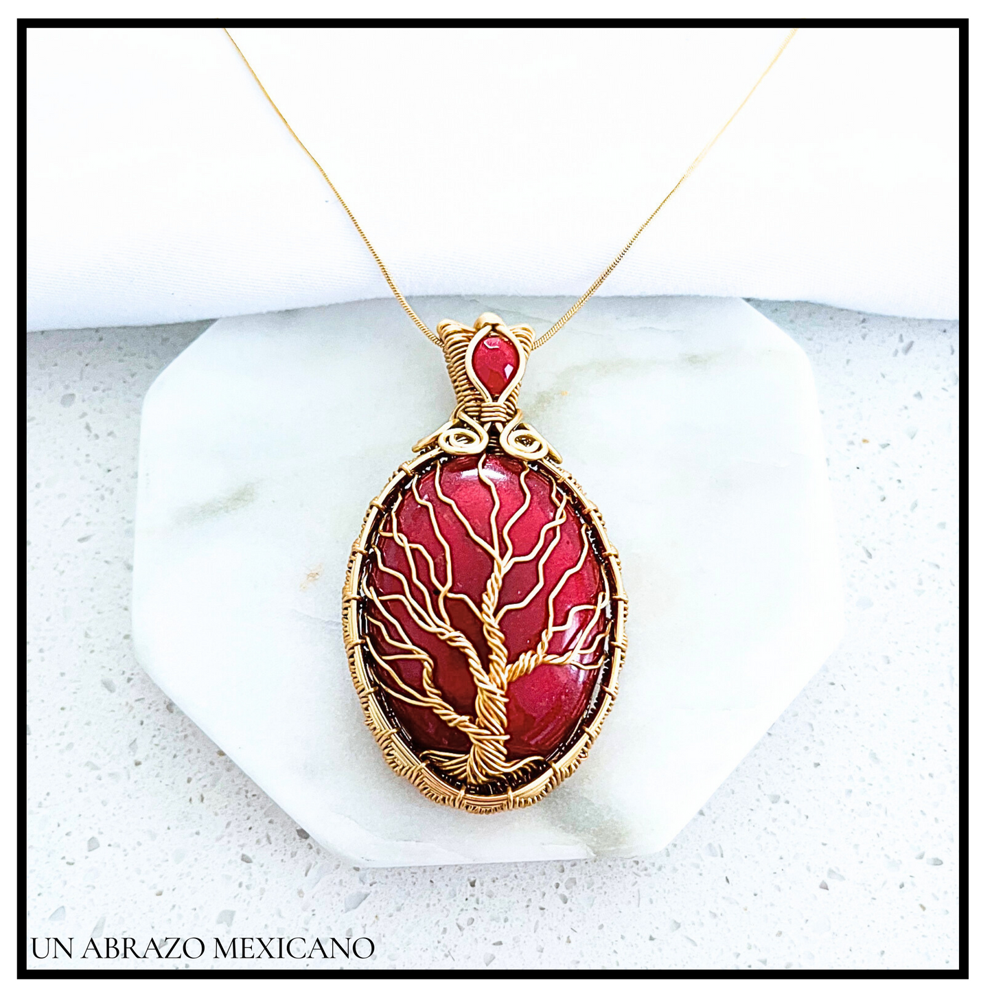 Woven Wire Tree of Life Burnt Sienna Necklace