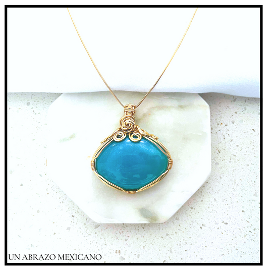 Woven Wire Sky Blue Necklace