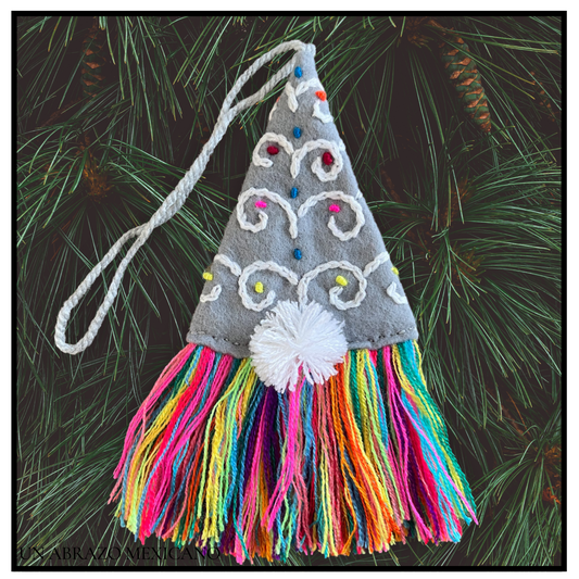 Winter Christmas Tree Embroidered Tassel Ornament