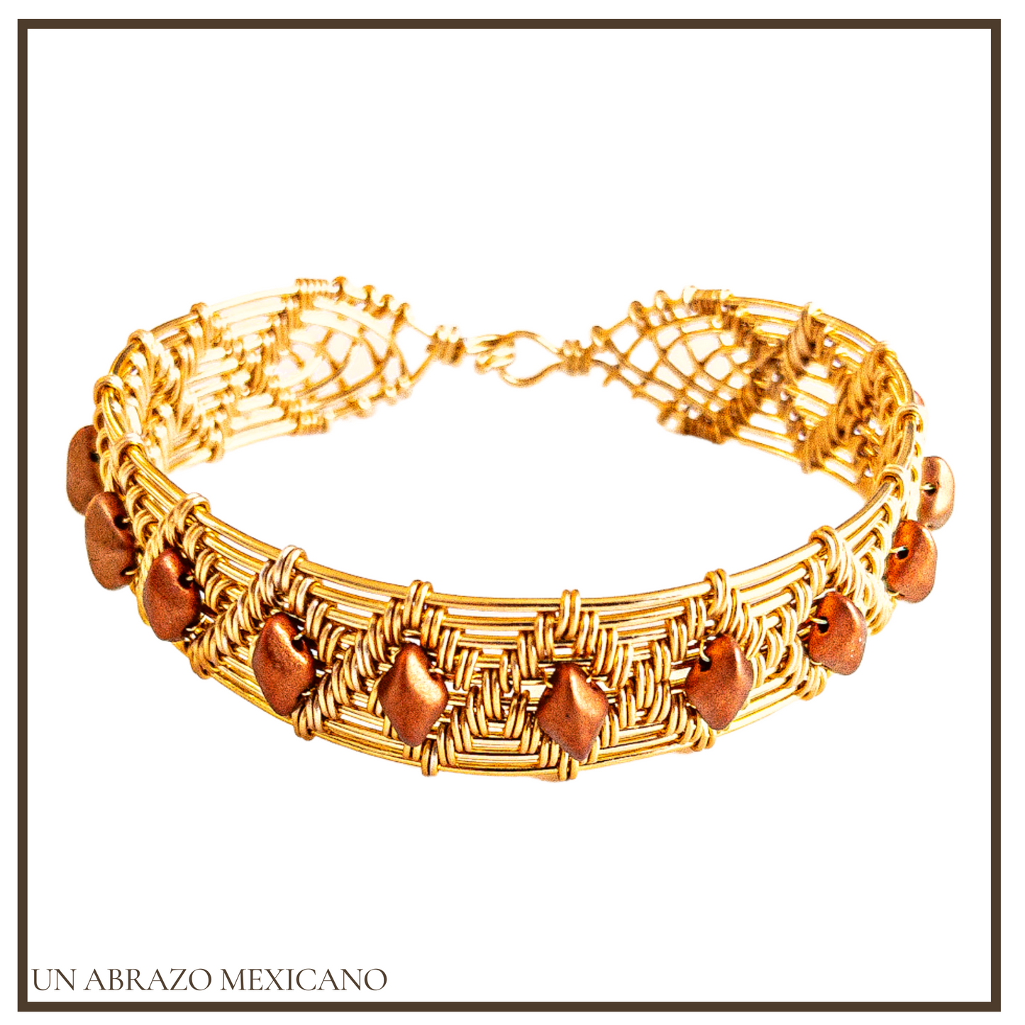 Woven Wire Bracelet - Cinnamon Diamond Bead Pattern